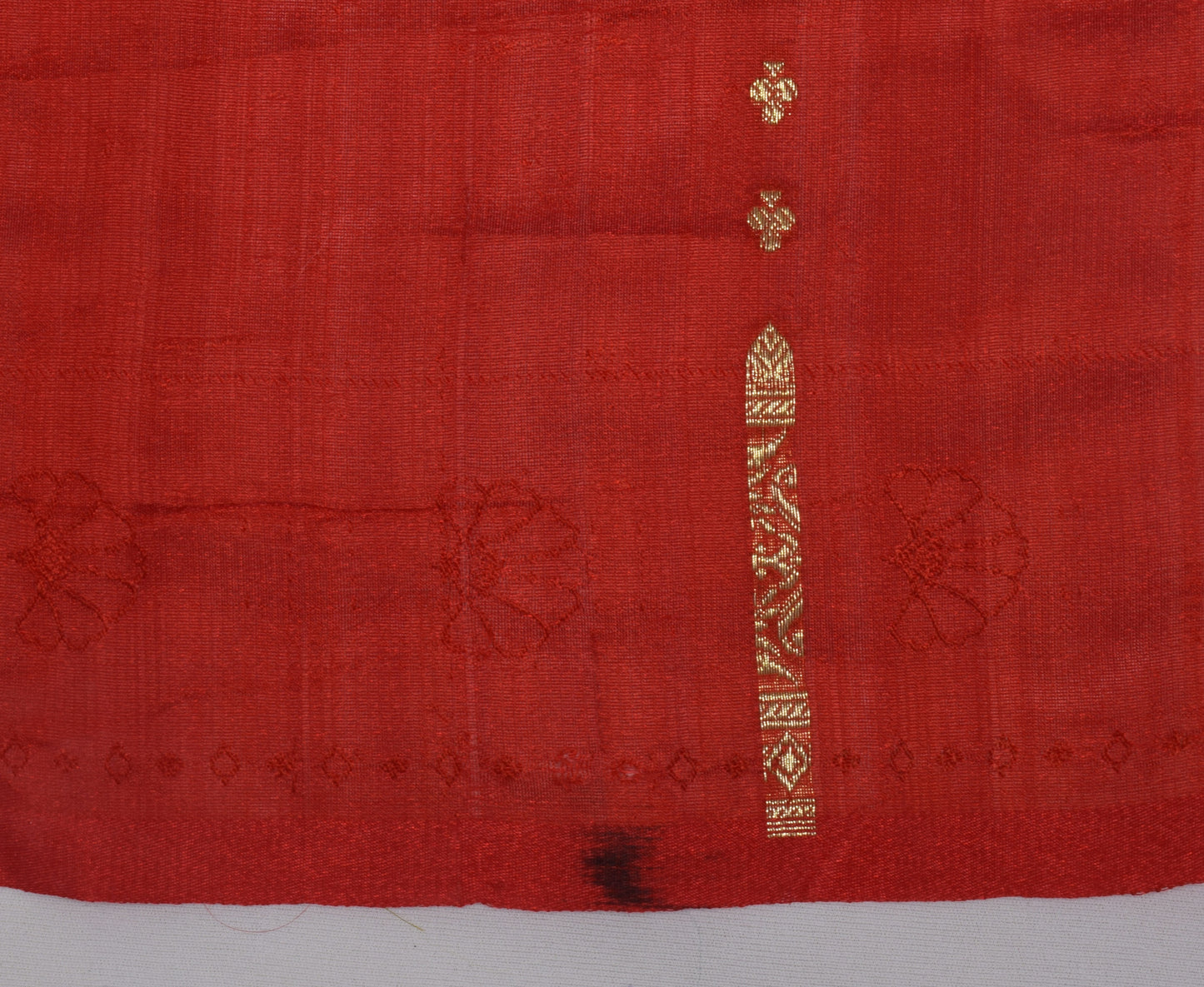 Sushila Vintage Indian Red Sari Remnant Scrap Blend Nylon Woven Craft Fabric