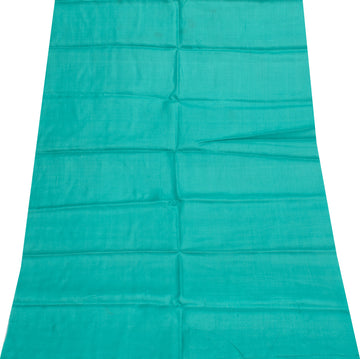 Sushila Vintage Indian Green Sari Remnant Scrap 100% Pure Silk Craft Fabric