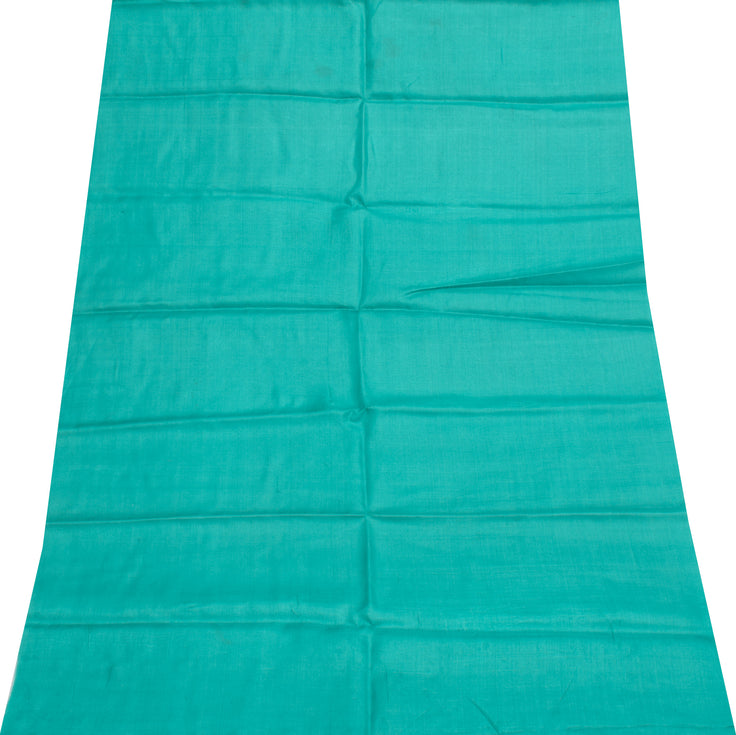 Sushila Vintage Indian Green Sari Remnant Scrap 100% Pure Silk Craft Fabric