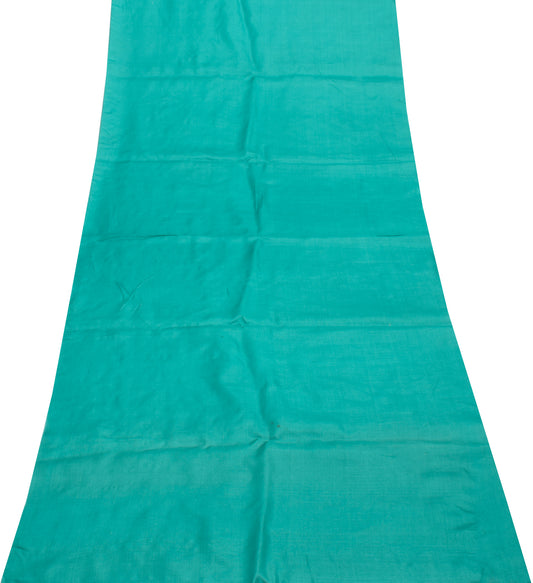 Sushila Vintage Indian Green Sari Remnant Scrap 100% Pure Silk Craft Fabric