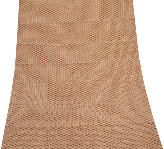 Sushila Vintage Brown Sari Remnant Scrap Pure Crepe Silk Printed Craft Fabric