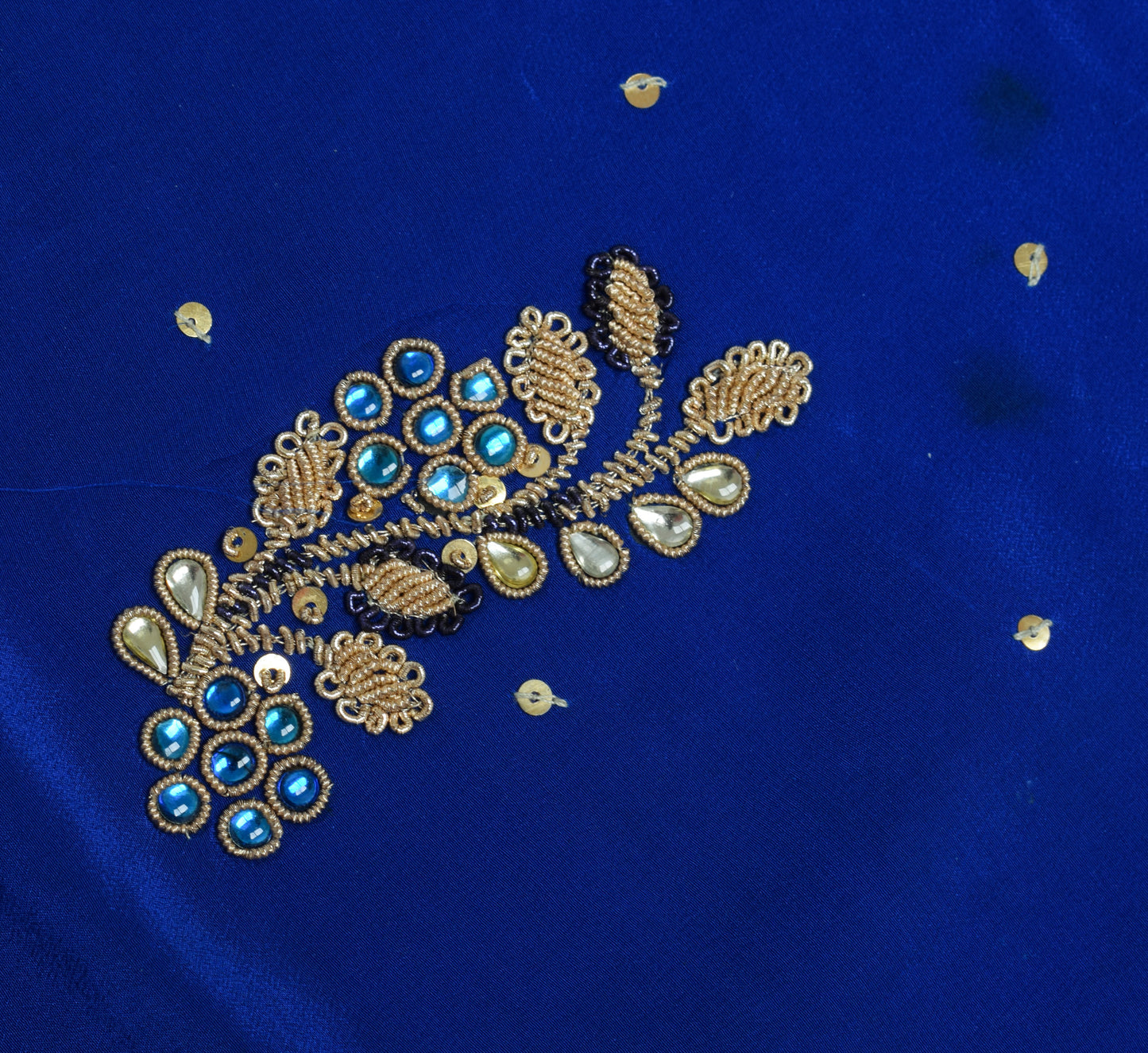 Sushila Vintage Yellow Sari Remnant Scrap Pure Crepe Hand Beaded Craft Fabric