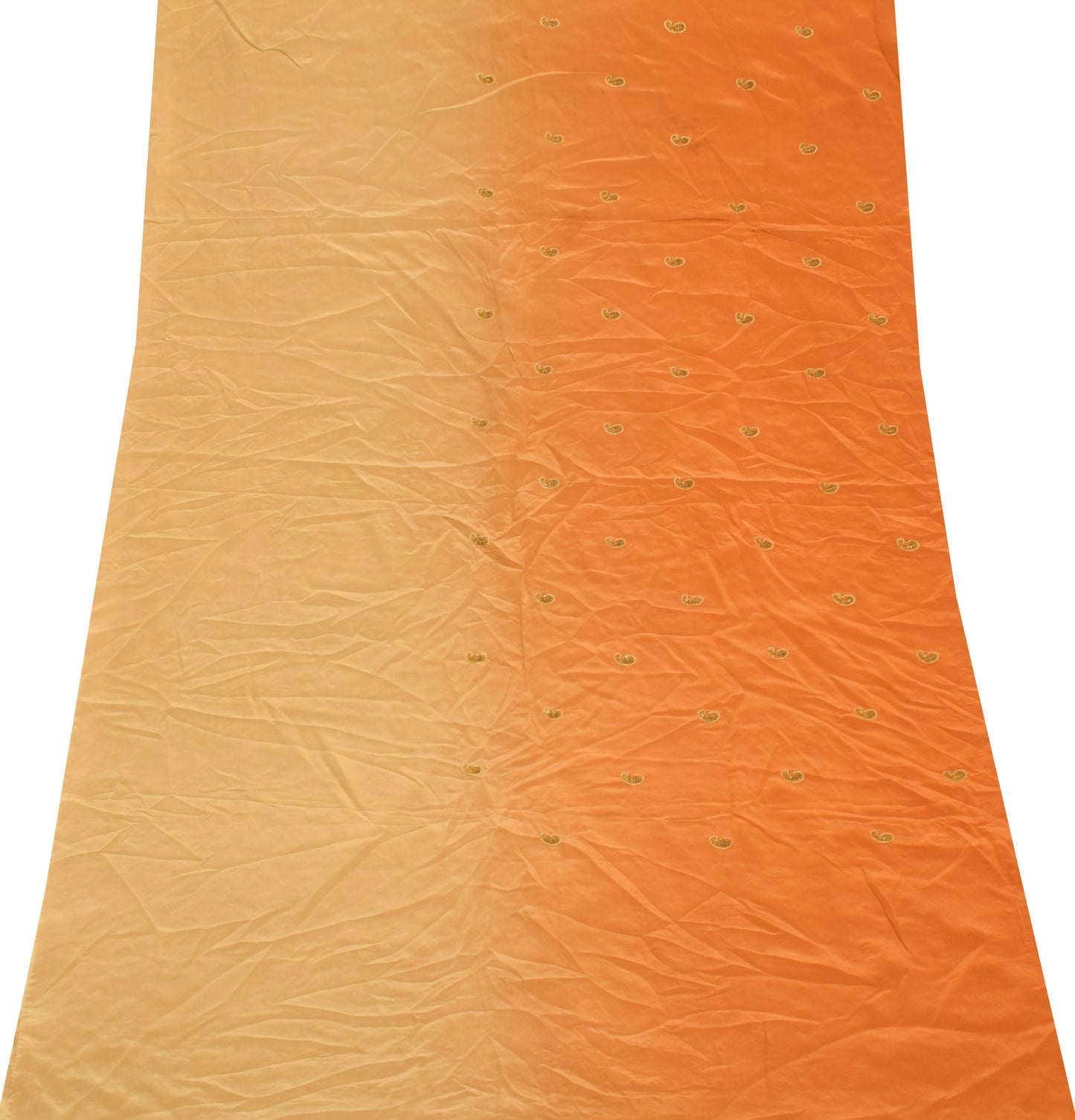 Sushila Vintage Rust Sari Remnant Scrap 100% Pure Crepe Hand Beaded Craft Fabric