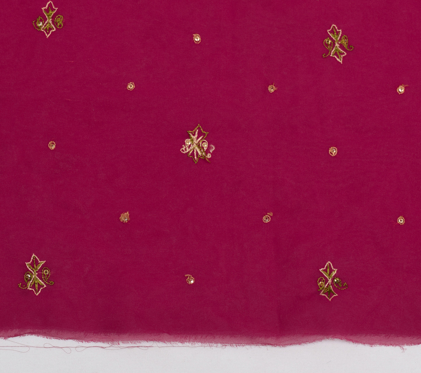 Sushila Vintage Sari Remnant Scrap Blend Georgette Embroidered  Craft Fabric