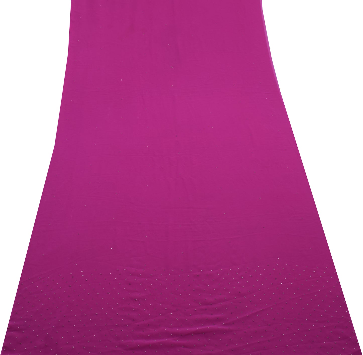 Sushila Vintage Magenta Sari Remnant Scrap Georgette Mukesh Work Craft Fabric