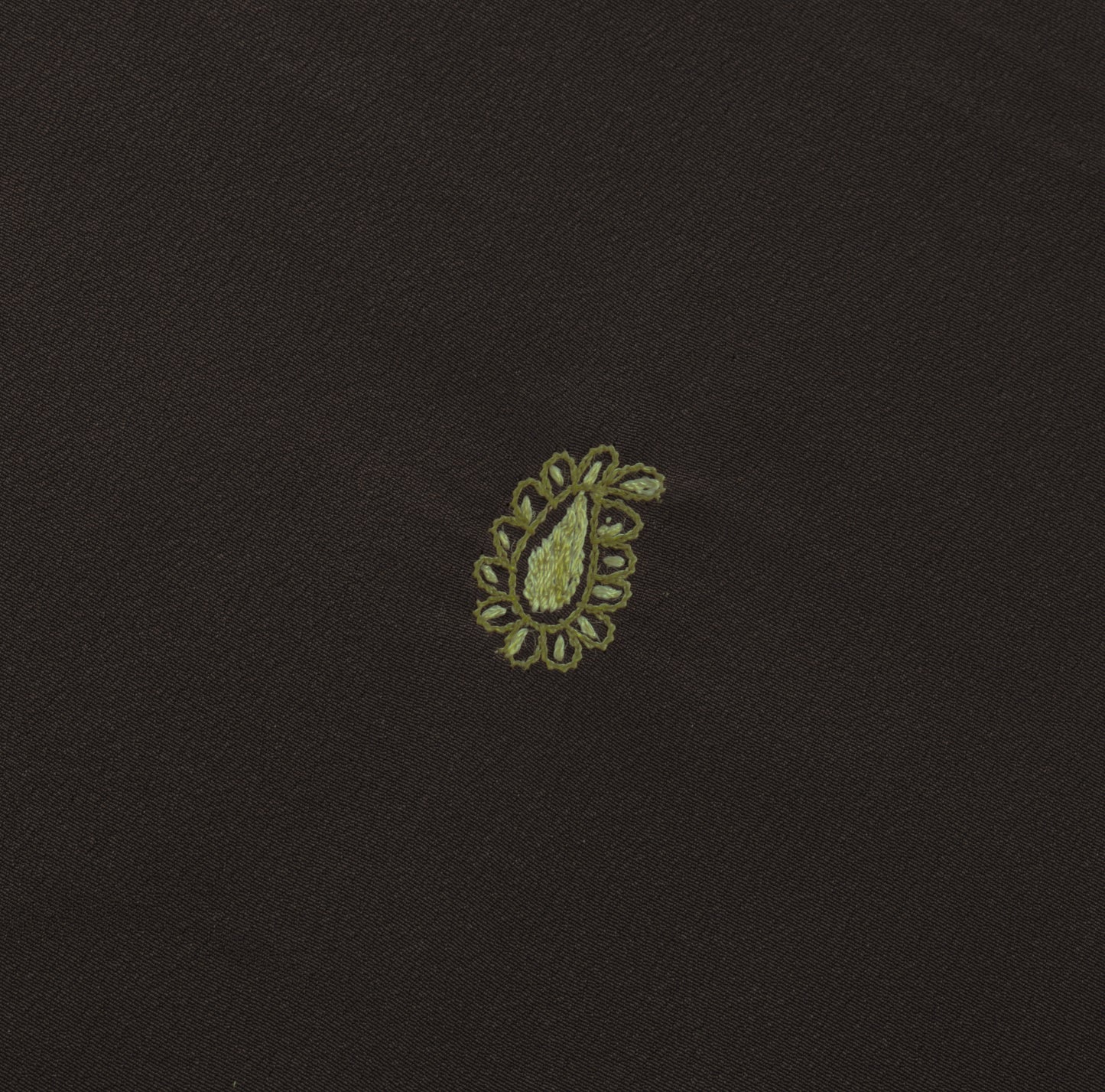 Sushila Vintage Brown Sari Remnant Scrap Blend Crepe Embroidered Craft Fabric