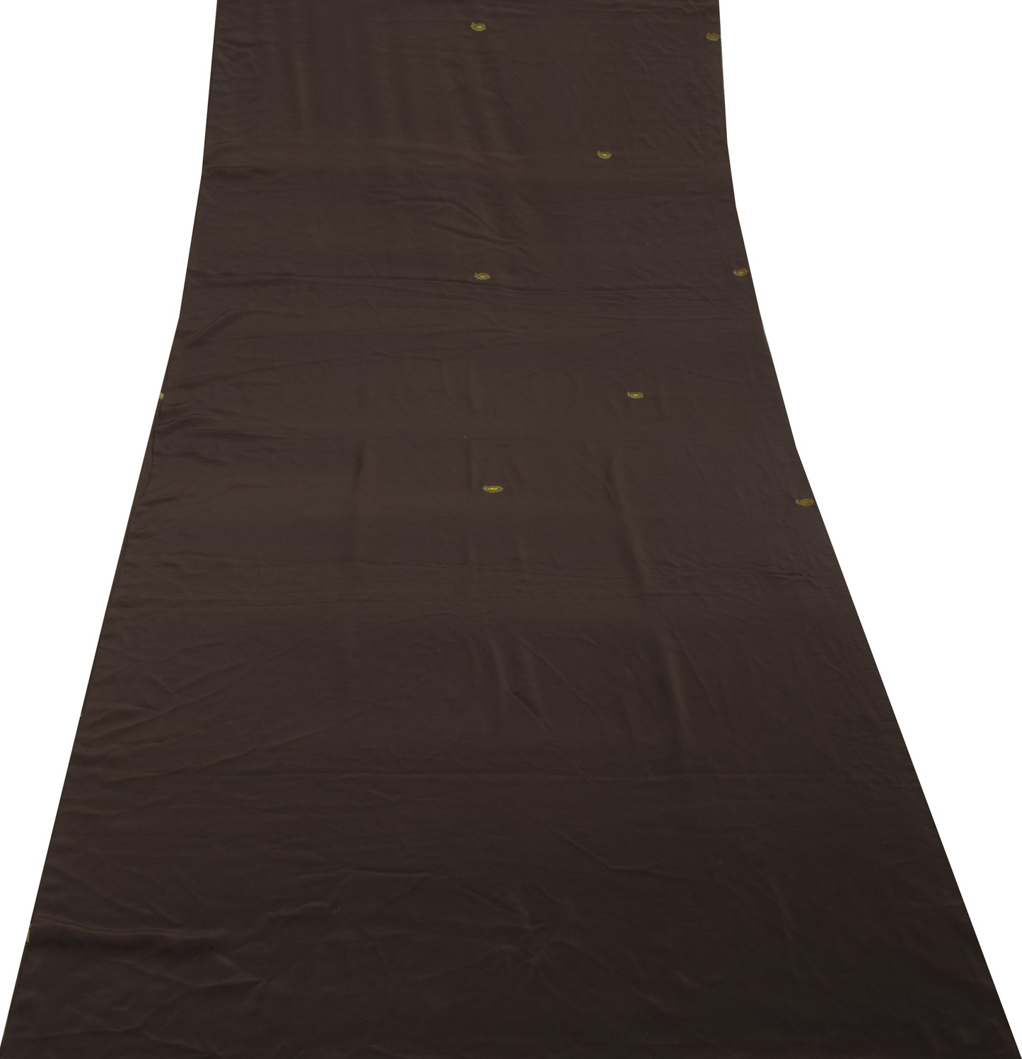 Sushila Vintage Brown Sari Remnant Scrap Blend Crepe Embroidered Craft Fabric