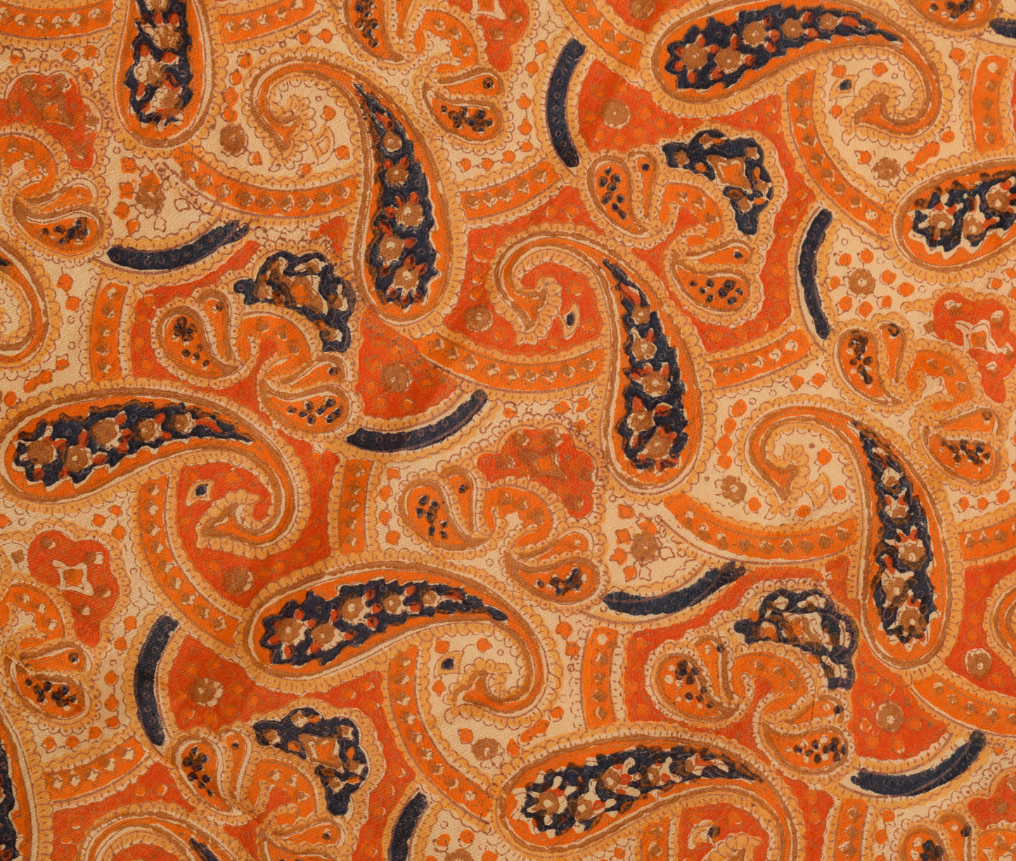 Sushila Vintage Cream Silk Sari Remnant Scrap Multi Purpose Printed Craft Fabric