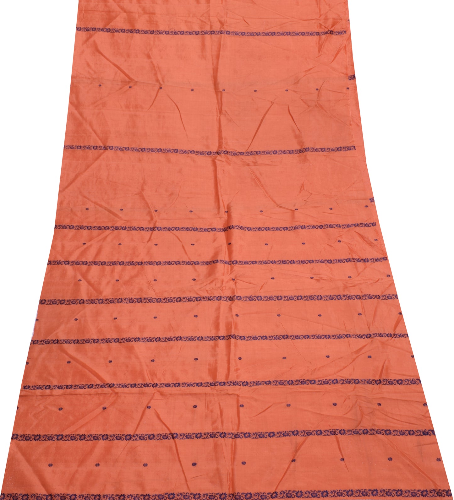 Sushila Vintage Orange Silk Sari Remnant Scrap Multi Purpose Woven Craft Fabric