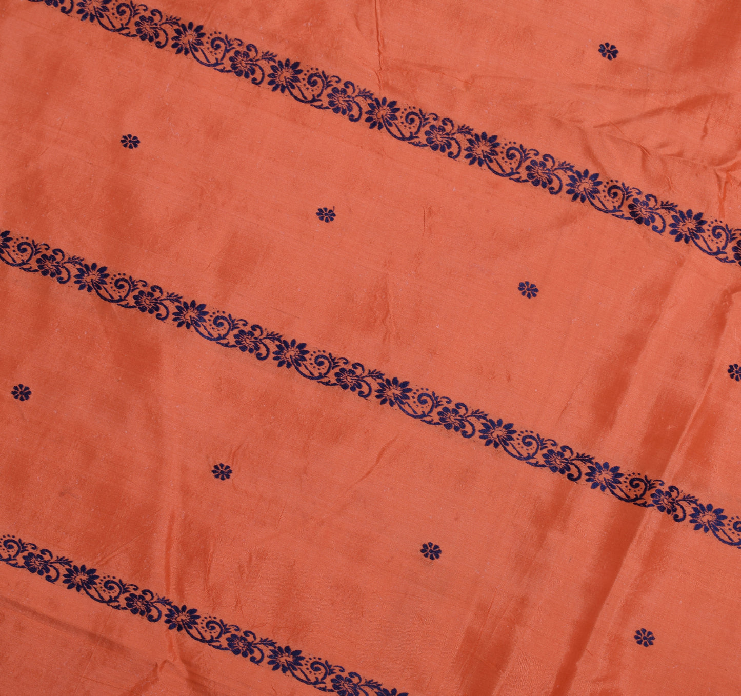 Sushila Vintage Orange Silk Sari Remnant Scrap Multi Purpose Woven Craft Fabric