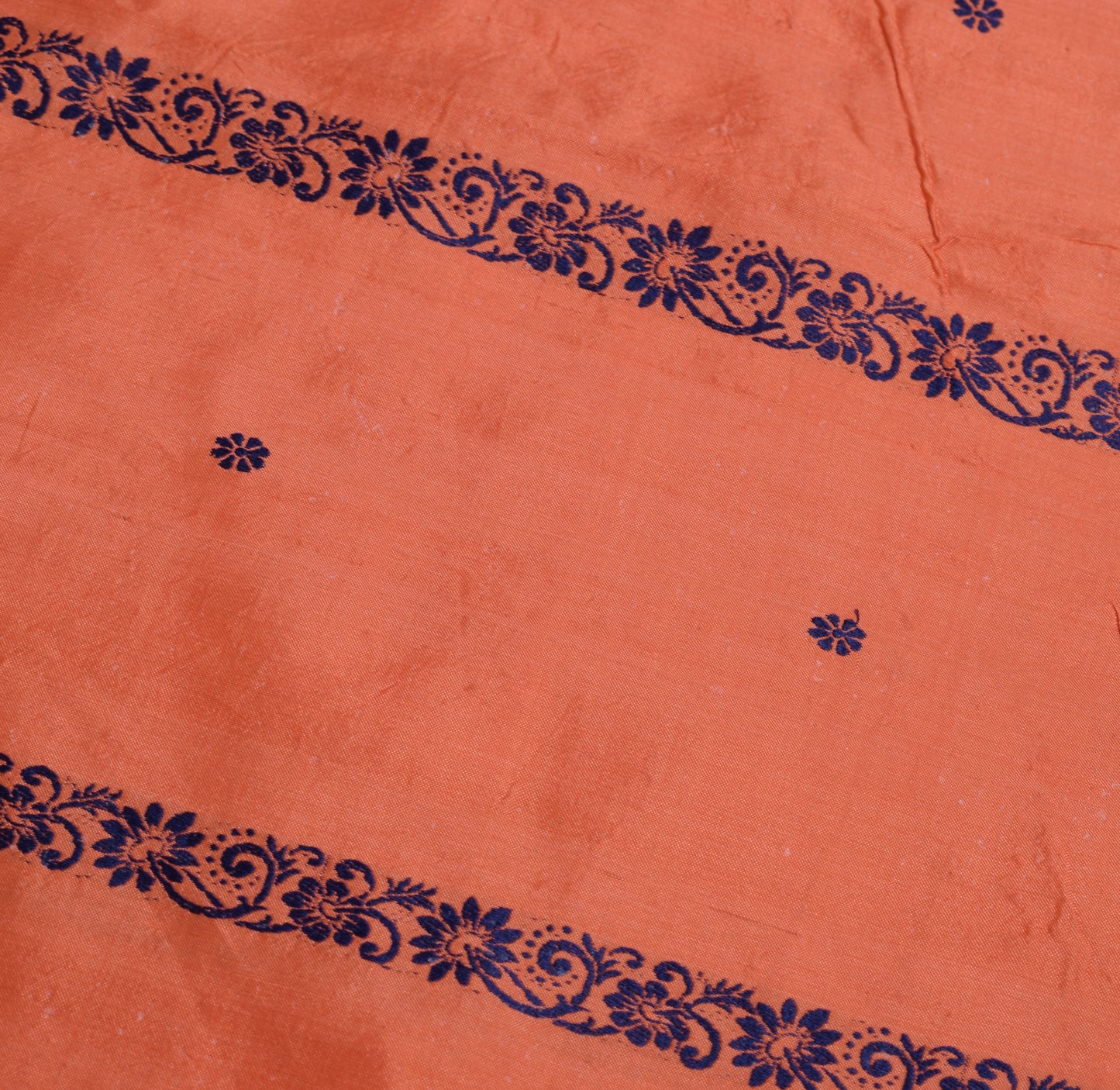 Sushila Vintage Orange Silk Sari Remnant Scrap Multi Purpose Woven Craft Fabric