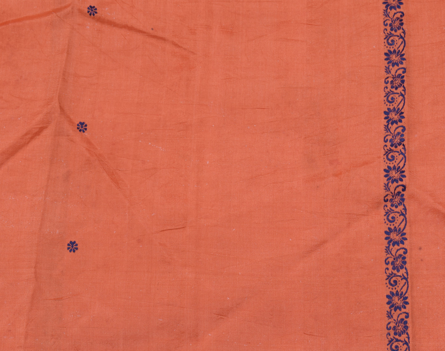 Sushila Vintage Orange Silk Sari Remnant Scrap Multi Purpose Woven Craft Fabric