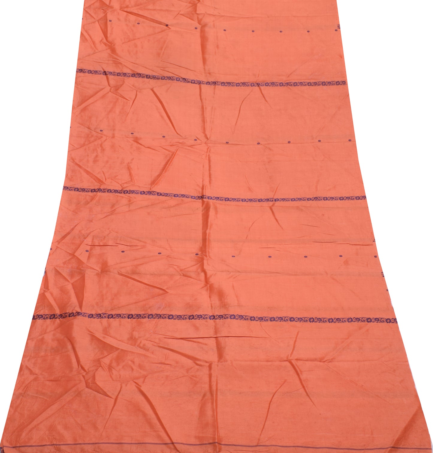 Sushila Vintage Orange Silk Sari Remnant Scrap Multi Purpose Woven Craft Fabric