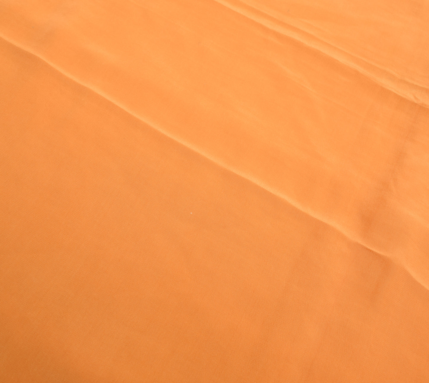 Sushila Vintage Orange Sari Remnant Scrap Pure Crepe Embroidered Craft Fabric