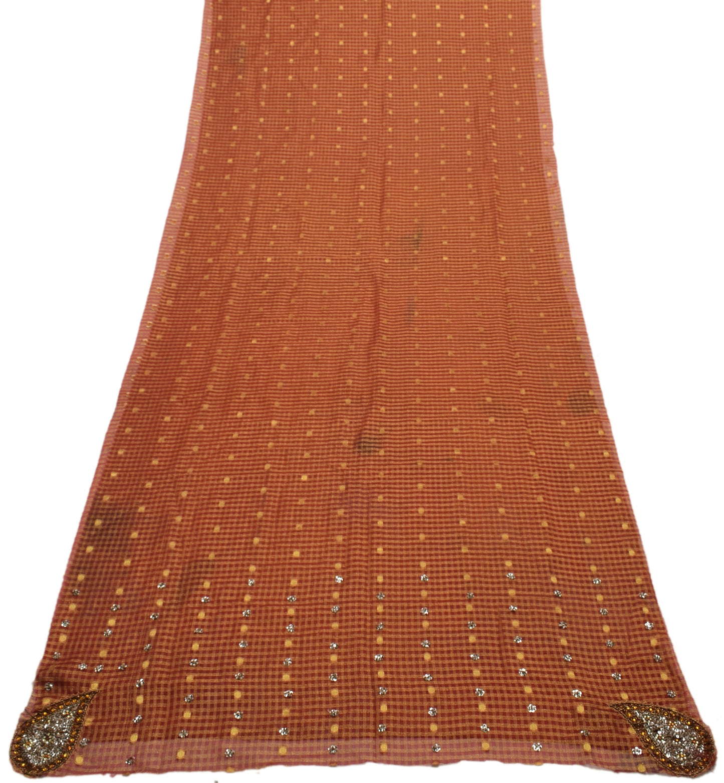 Sushila Vintage Red Tissue Sari Remnant Scrap Multi Purpose Woven Craft Fabric