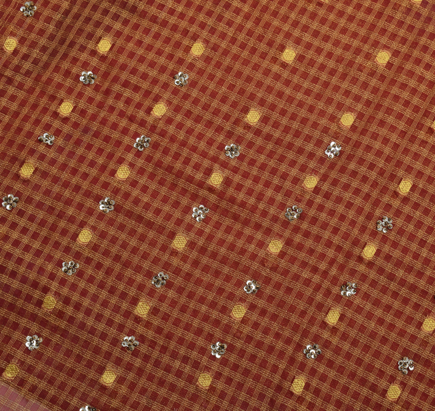 Sushila Vintage Red Tissue Sari Remnant Scrap Multi Purpose Woven Craft Fabric