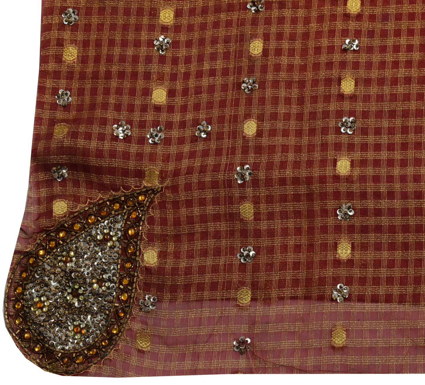 Sushila Vintage Red Tissue Sari Remnant Scrap Multi Purpose Woven Craft Fabric
