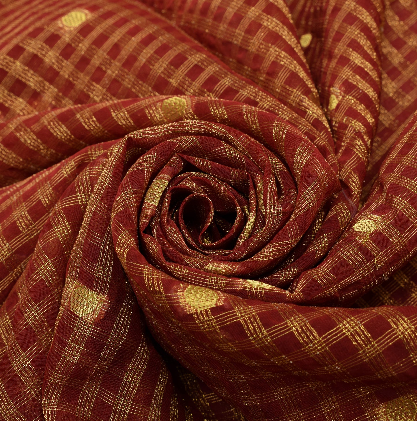 Sushila Vintage Red Tissue Sari Remnant Scrap Multi Purpose Woven Craft Fabric