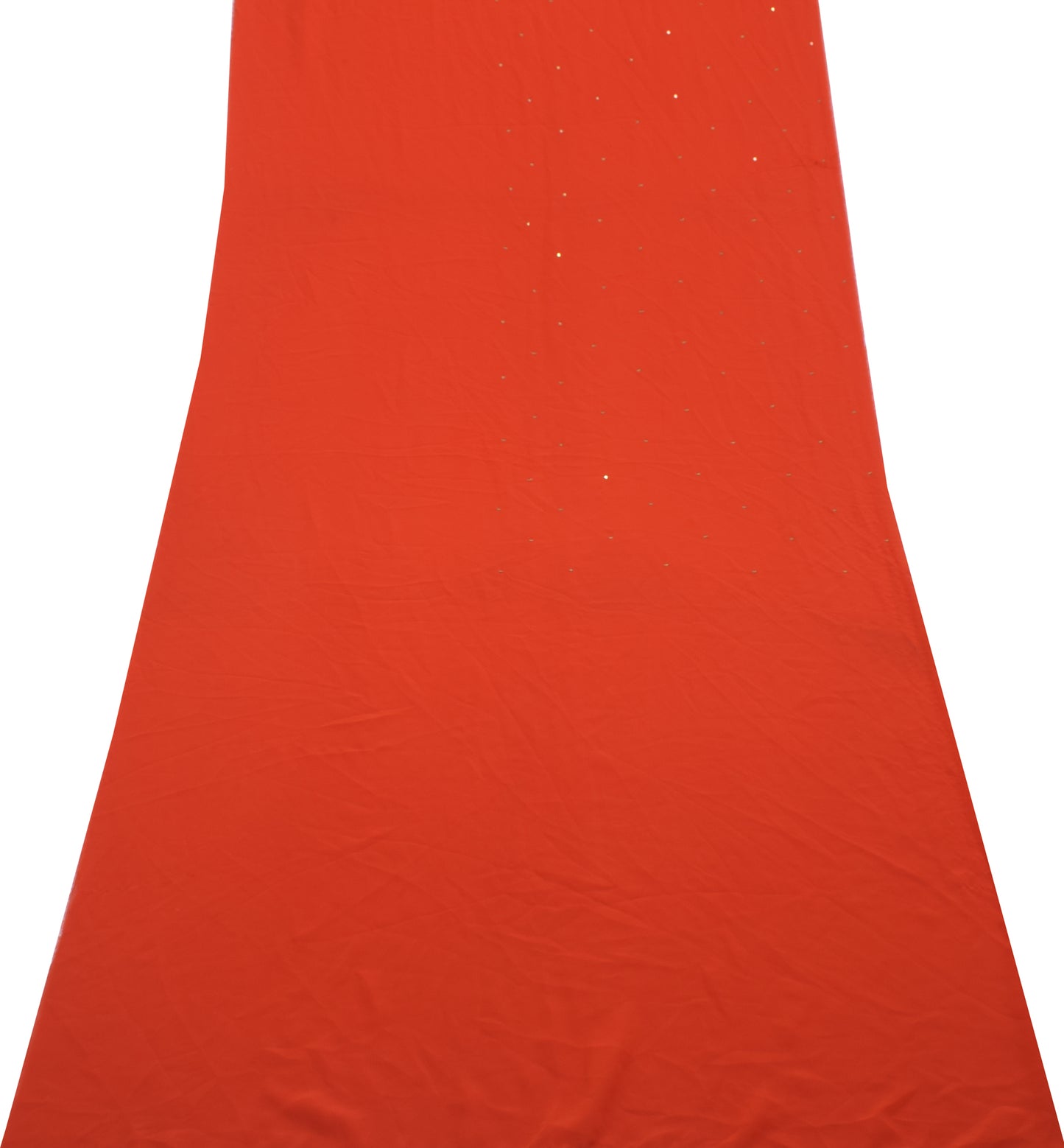 Sushila Vintage Orange Sari Remnant Scrap Art Georgette Hand Beaded Craft Fabric