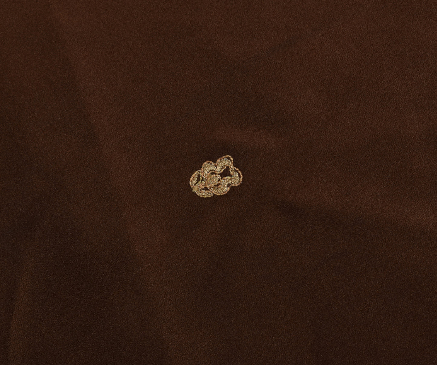 Sushila Vintage Brown Sari Remnant Scrap Art Satin Silk Embroidered Craft Fabric