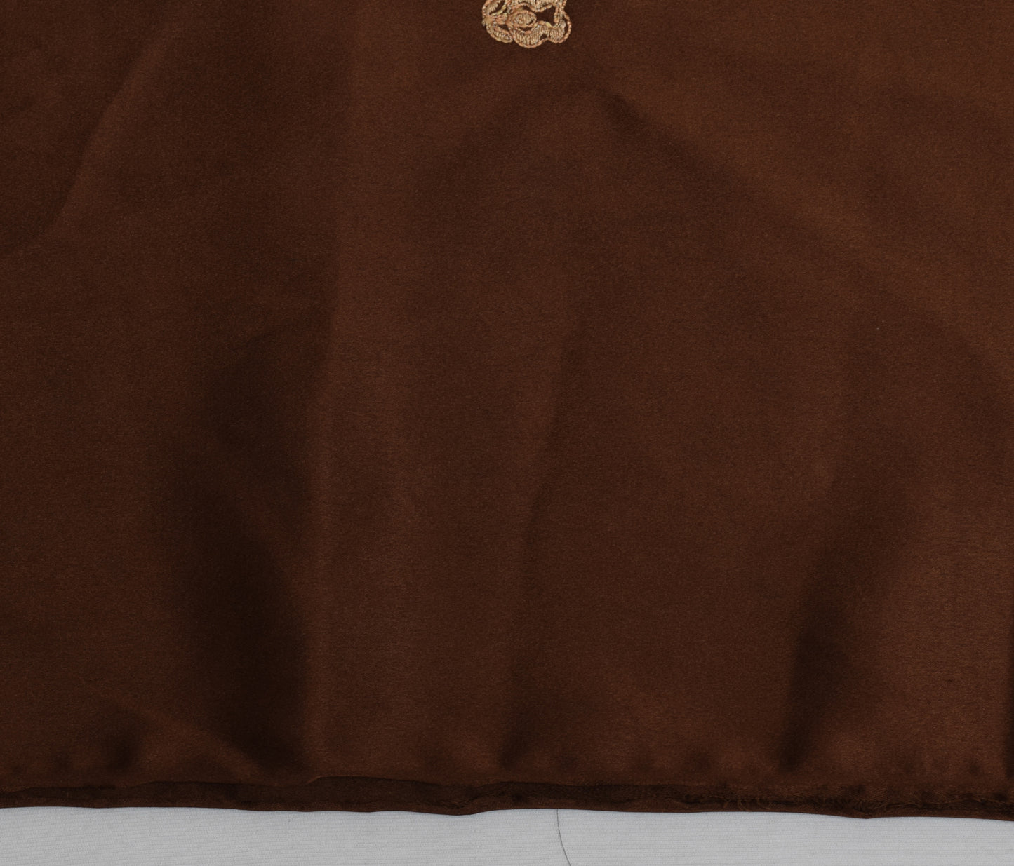 Sushila Vintage Brown Sari Remnant Scrap Art Satin Silk Embroidered Craft Fabric