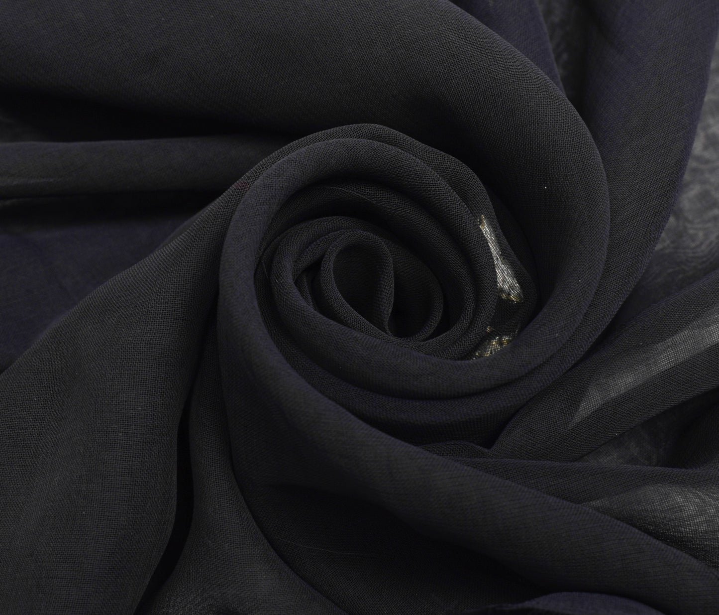 Sushila Vintage Black Sari Remnant Scrap Georgette Embroidered Craft Fabric