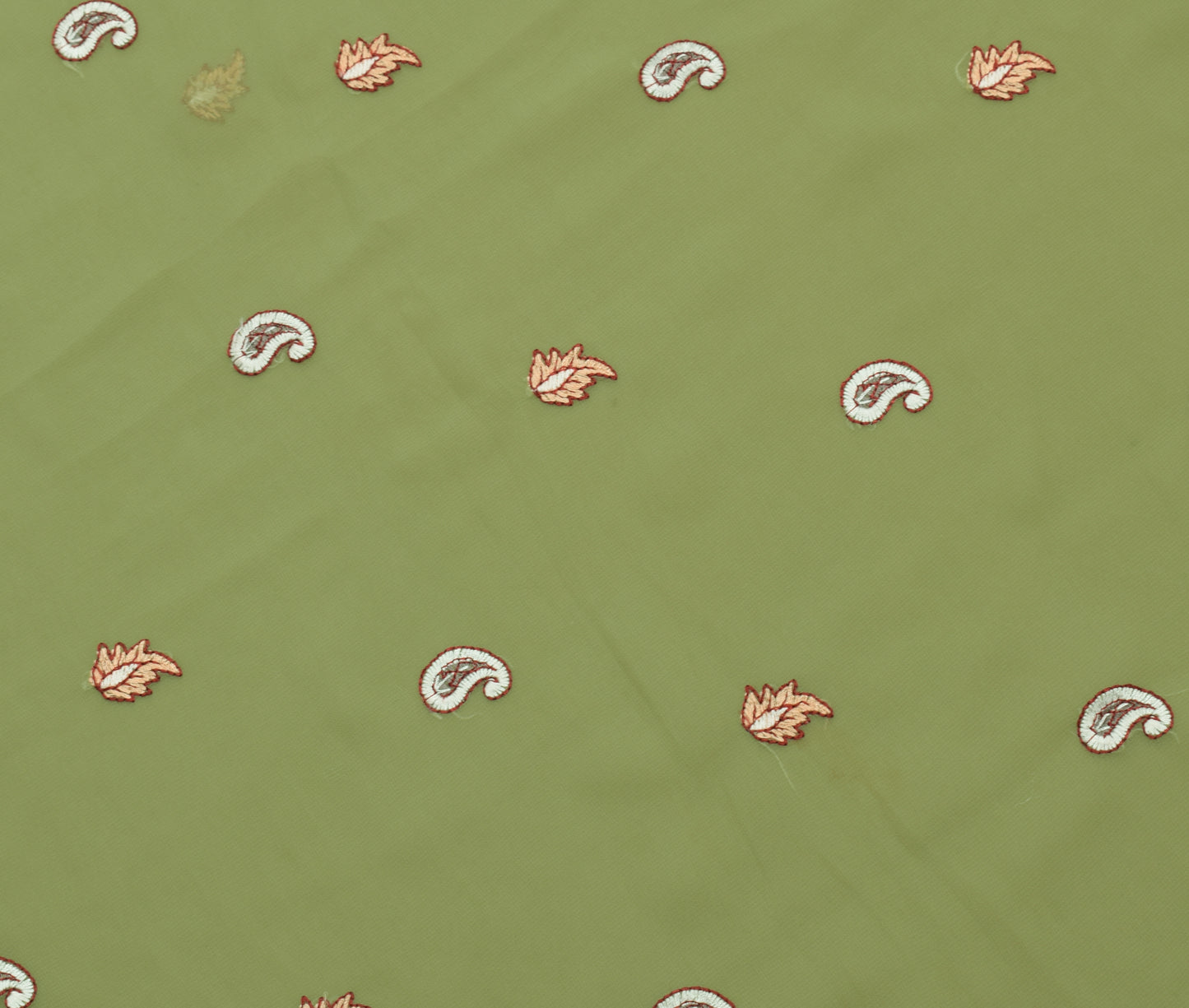 Sushila Vintage Green Sari Remnant Scrap Multi Purpose Embroidered Craft Fabric