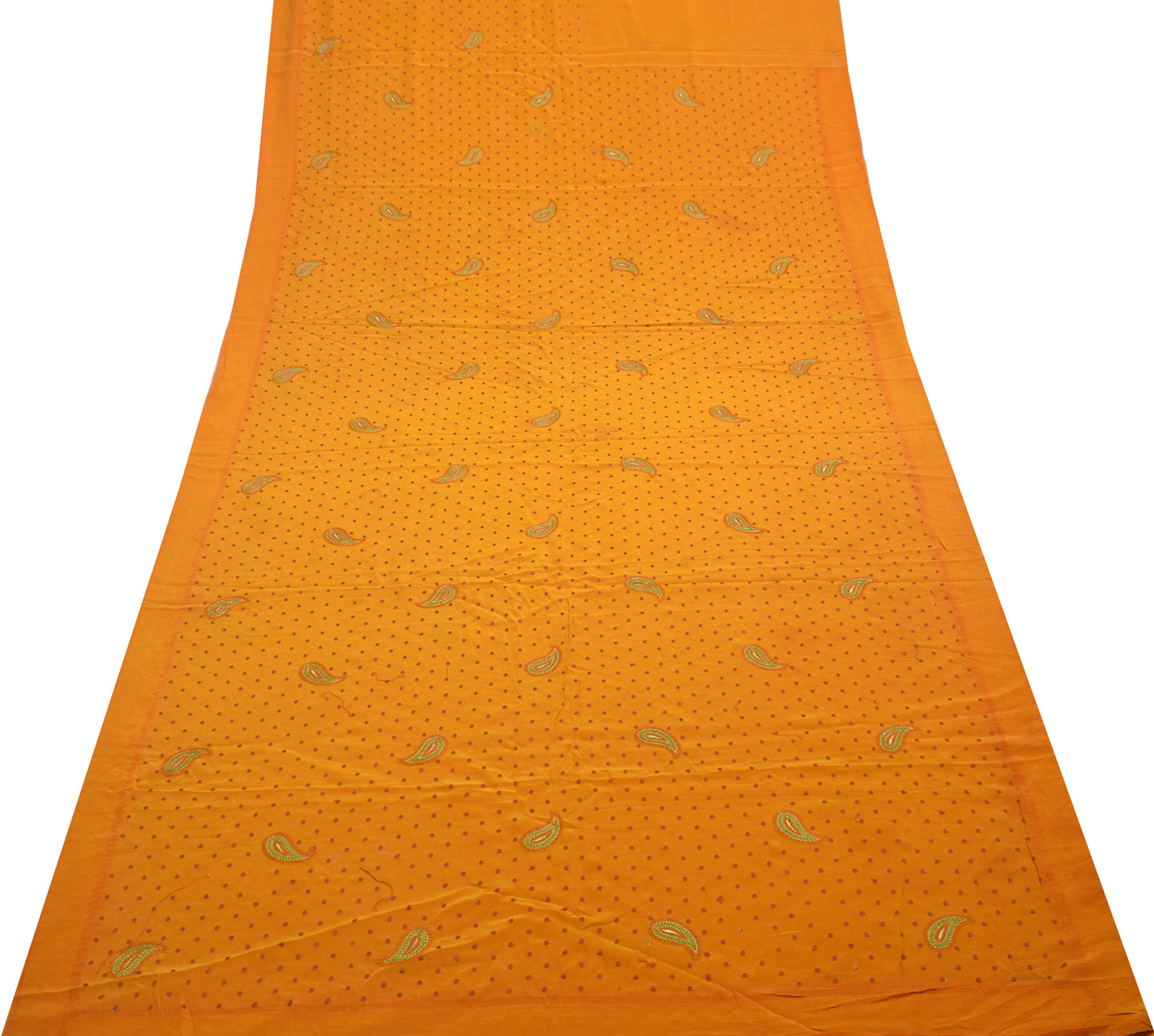 Sushila Vintage Mustard Sari Remnant Scrap Multi Purpose Embroidery Craft Fabric