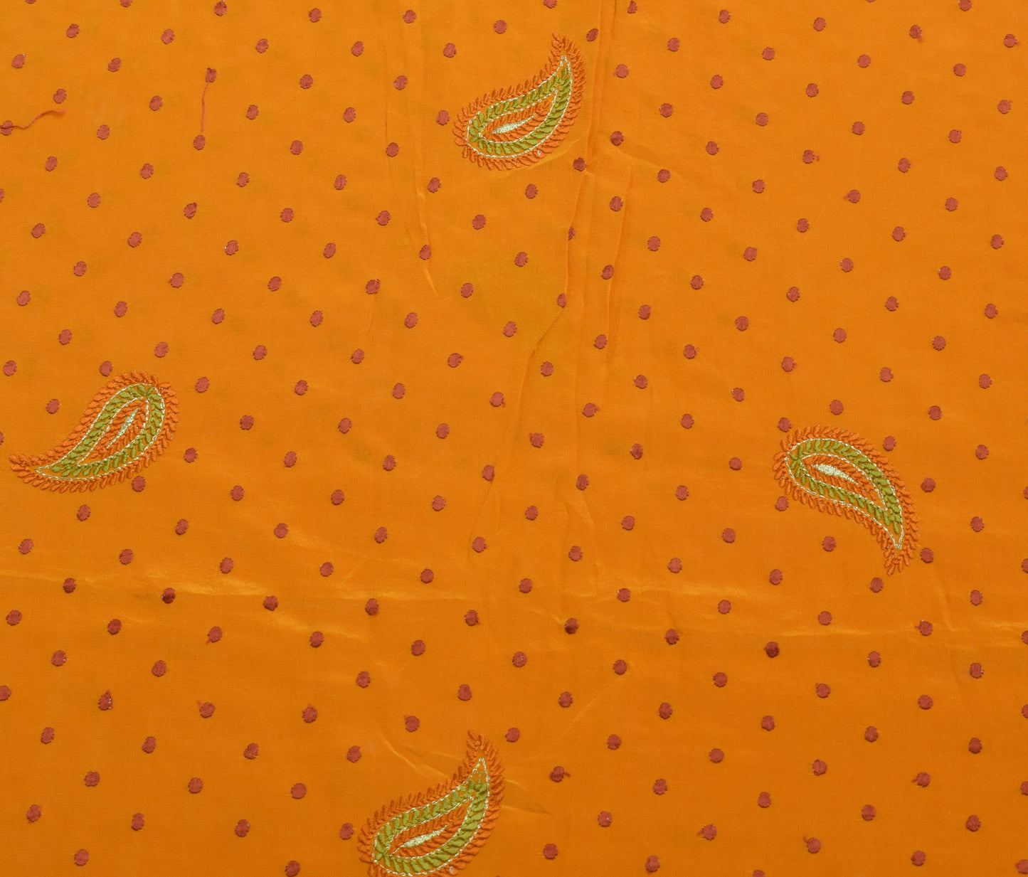 Sushila Vintage Mustard Sari Remnant Scrap Multi Purpose Embroidery Craft Fabric