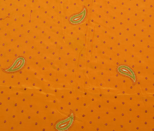 Sushila Vintage Mustard Sari Remnant Scrap Multi Purpose Embroidery Craft Fabric