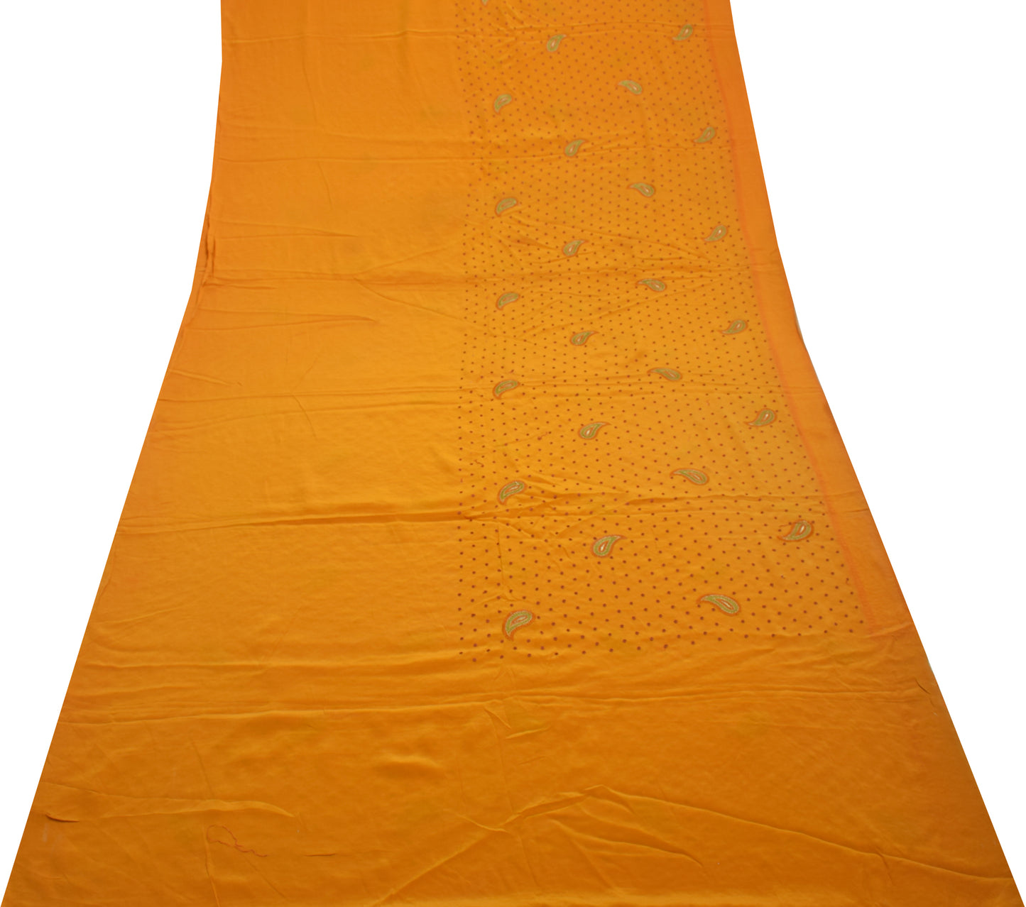 Sushila Vintage Mustard Sari Remnant Scrap Multi Purpose Embroidery Craft Fabric