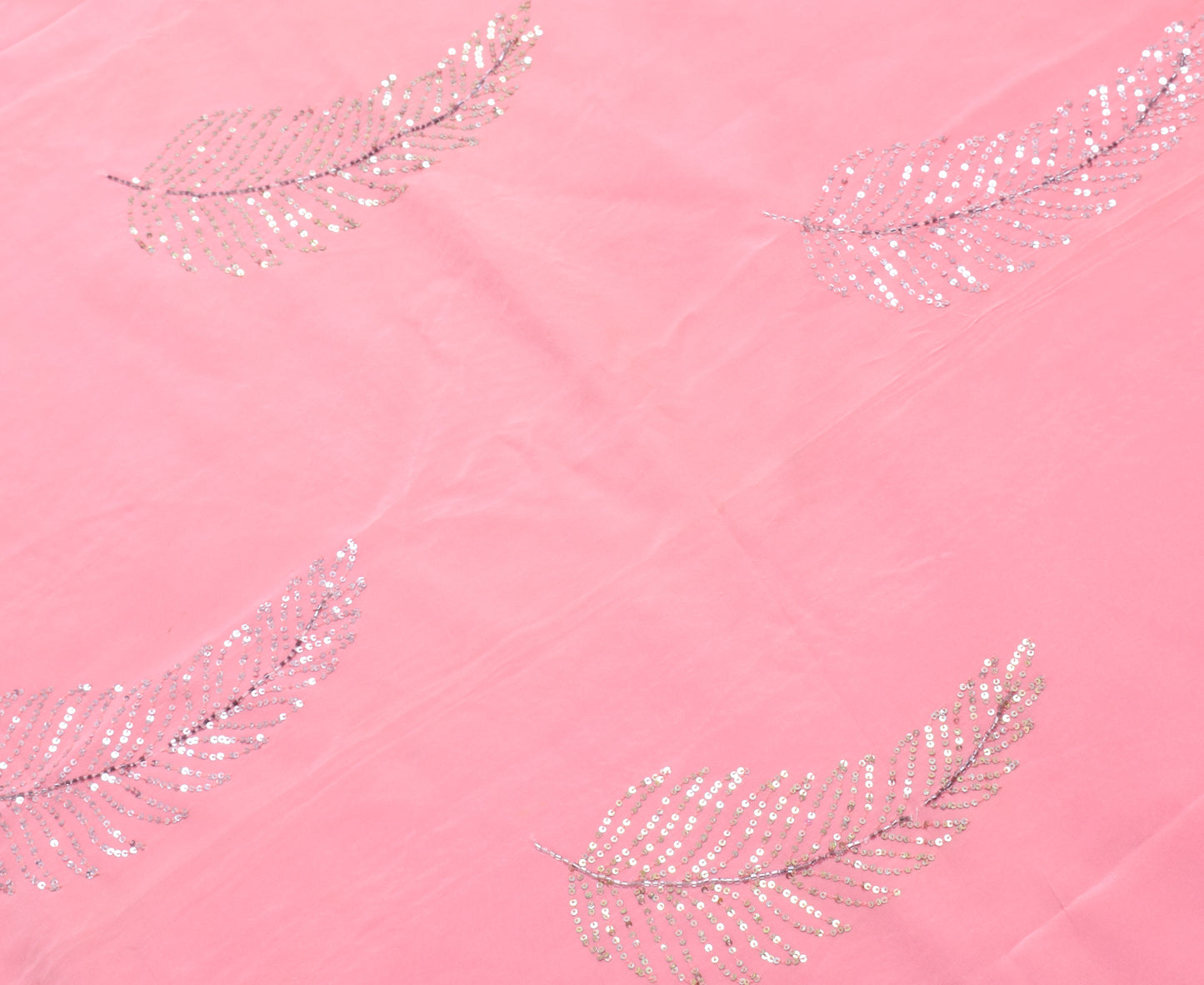 Sushila Vintage Pink Sari Remnant Scrap Multi Purpose Hand Beaded Craft Fabric