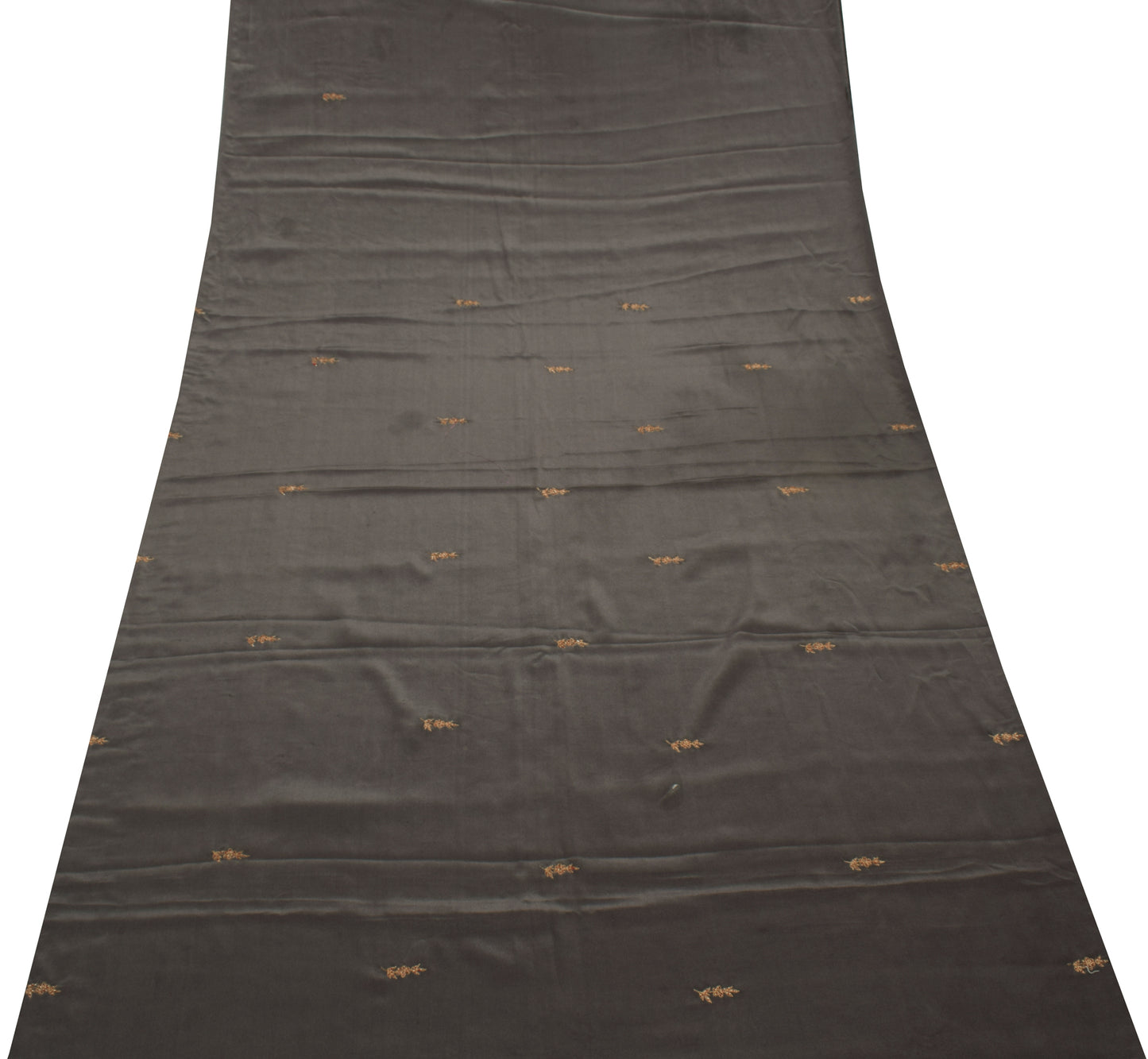 Sushila Vintage Gray Sari Remnant Scrap Multi Purpose Embroidered Craft Fabric