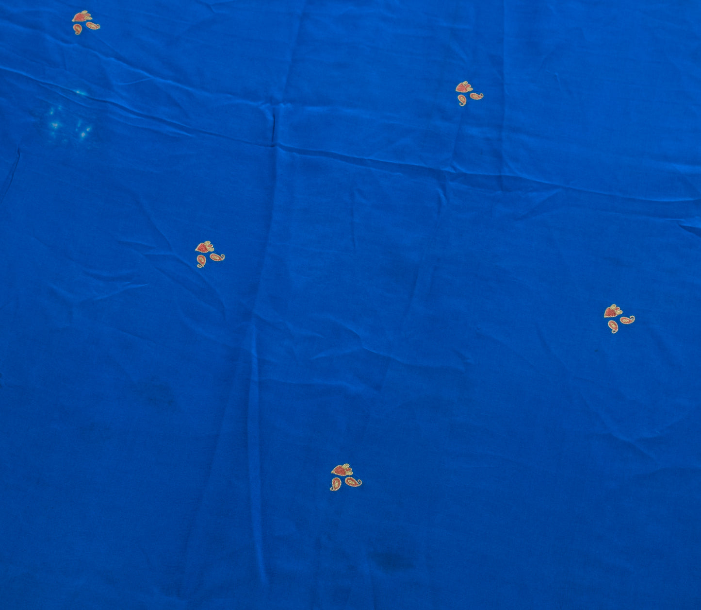 Sushila Vintage Blue Silk Sari Remnant Scrap Multi Purpose Embroidery Fabric