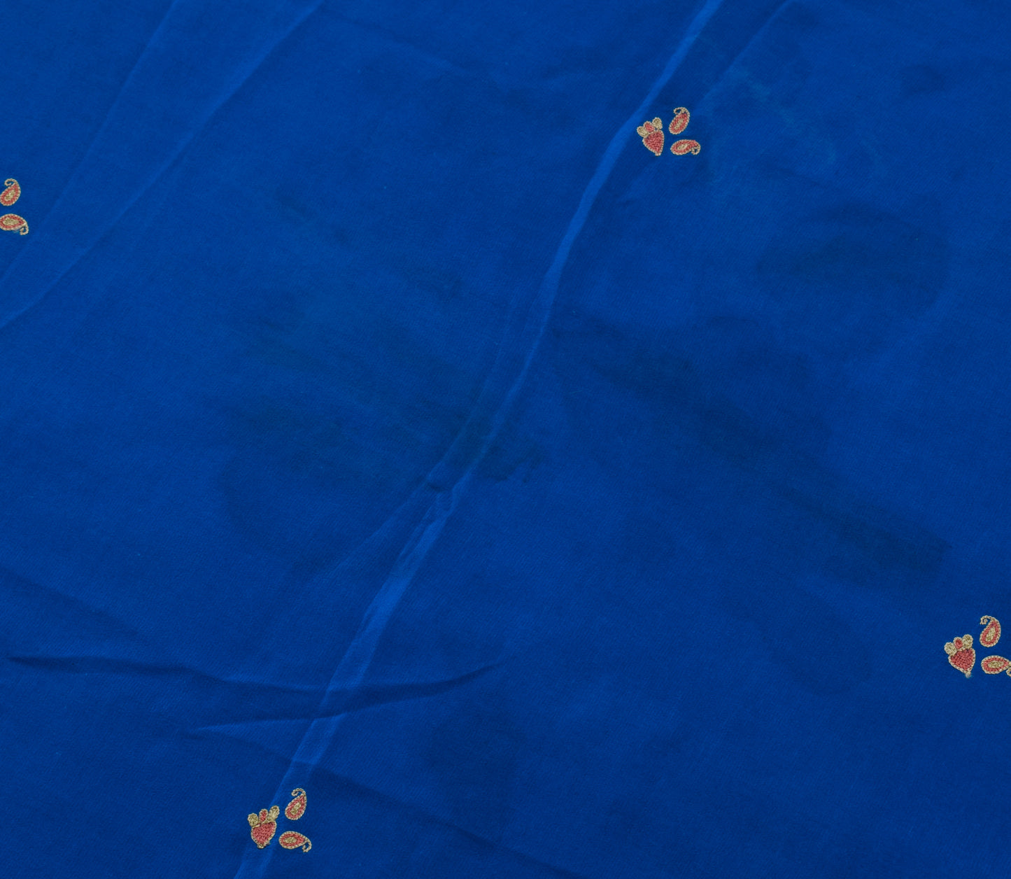Sushila Vintage Blue Silk Sari Remnant Scrap Multi Purpose Embroidery Fabric