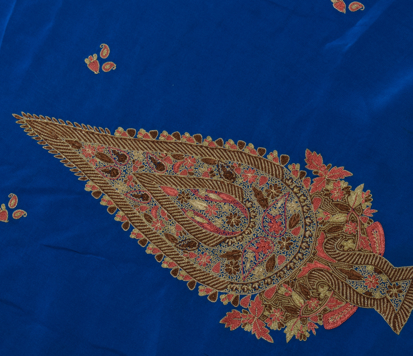 Sushila Vintage Blue Silk Sari Remnant Scrap Multi Purpose Embroidery Fabric