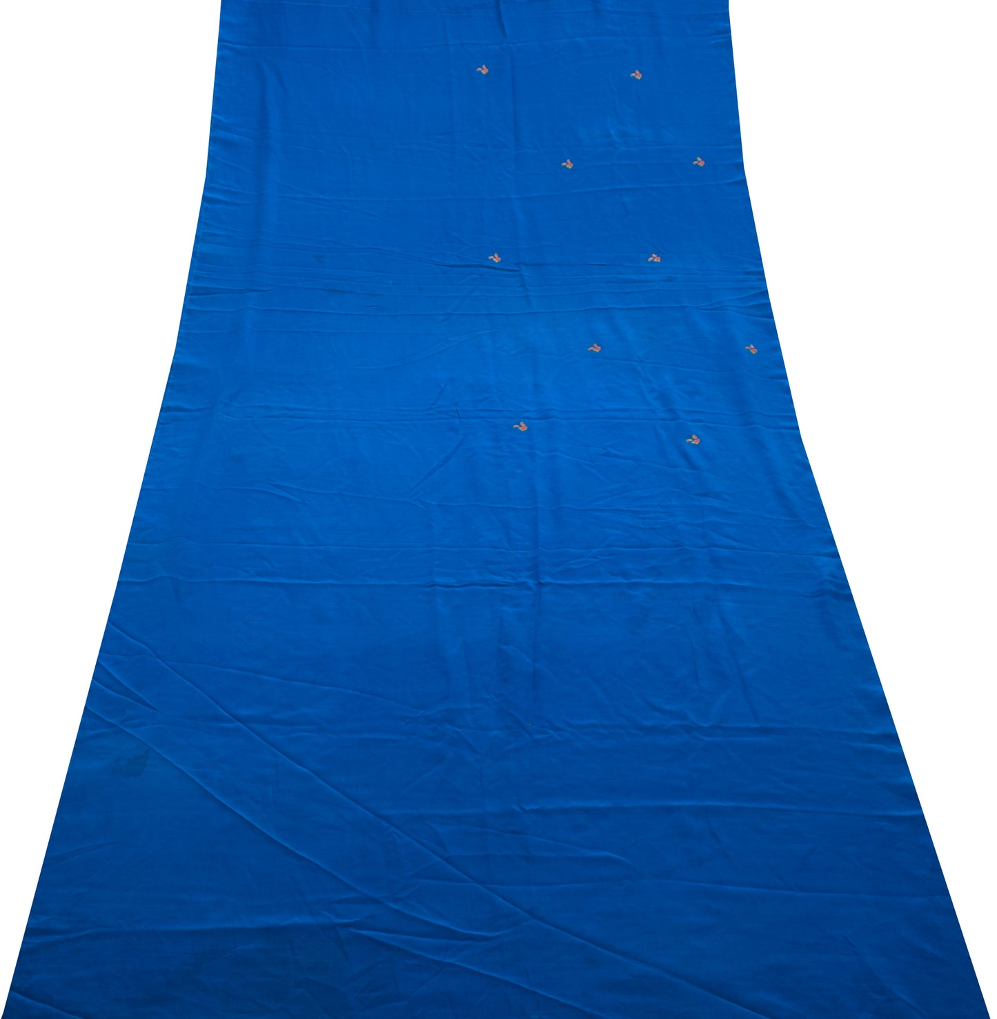 Sushila Vintage Blue Silk Sari Remnant Scrap Multi Purpose Embroidery Fabric