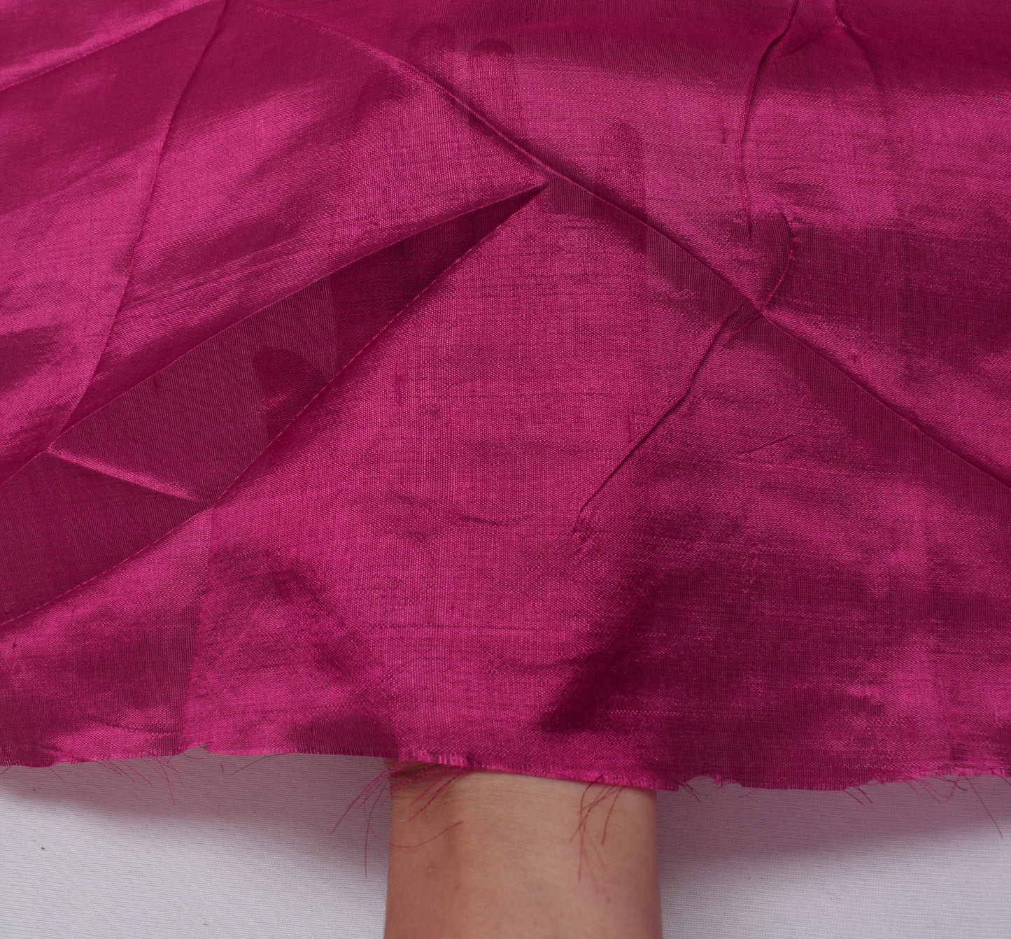 Sushila Vintage Magenta Pure Silk Banarasi Sari Remnant Scrap Woven Craft Fabric