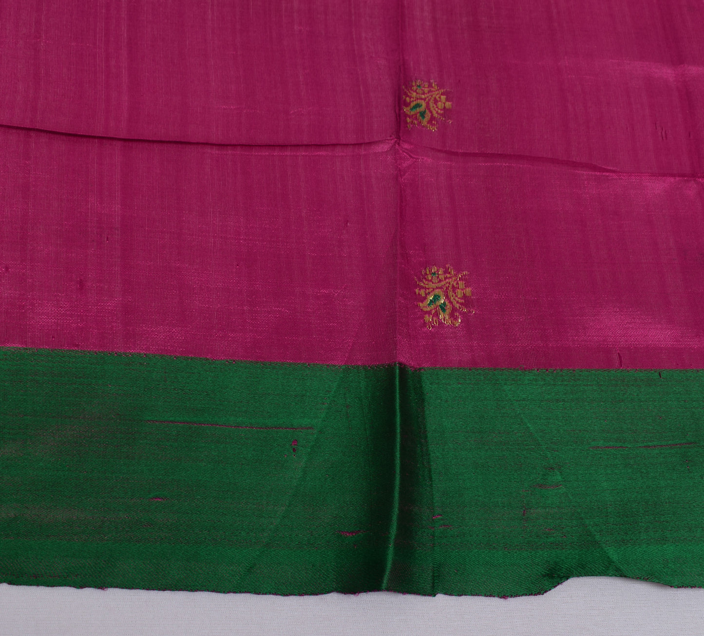 Sushila Vintage Magenta Pure Silk Banarasi Sari Remnant Scrap Woven Craft Fabric