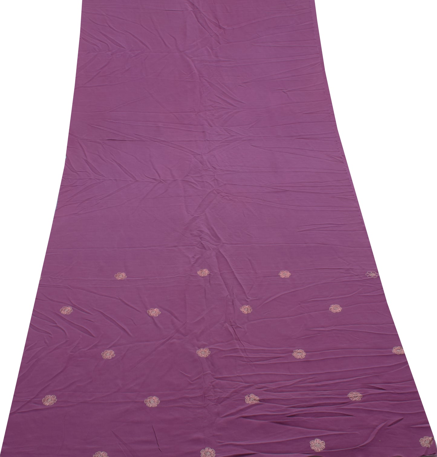 Sushila Vintage Mauve Pure Crepe Silk Sari Remnant Scrap Embroidery Craft Fabric