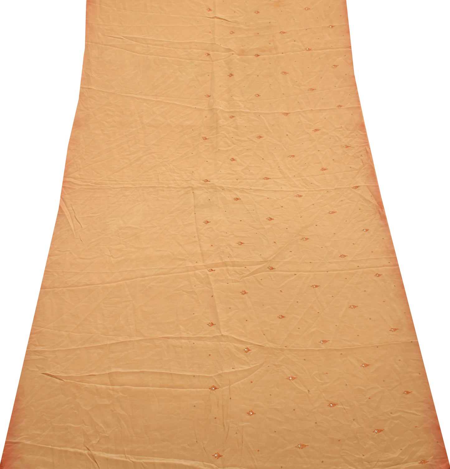 Sushila Vintage Brown Crepe Silk Sari Remnant Scrap Embroidered Craft Fabric