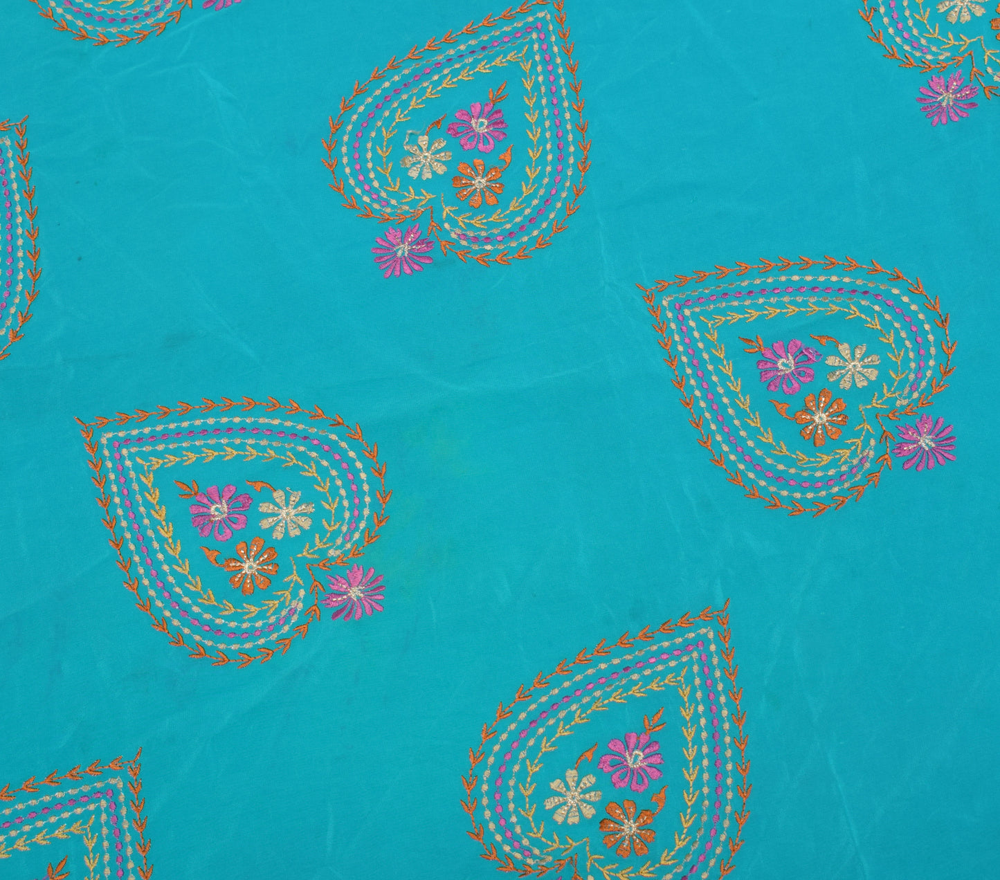 Sushila Vintage Silk Sari Remnant Scrap Multi Purpose Embroidered Craft Fabric
