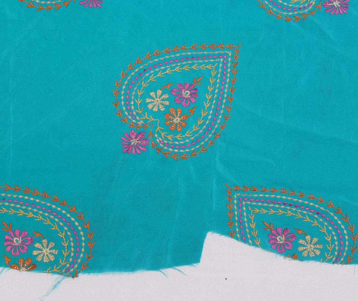 Sushila Vintage Silk Sari Remnant Scrap Multi Purpose Embroidered Craft Fabric