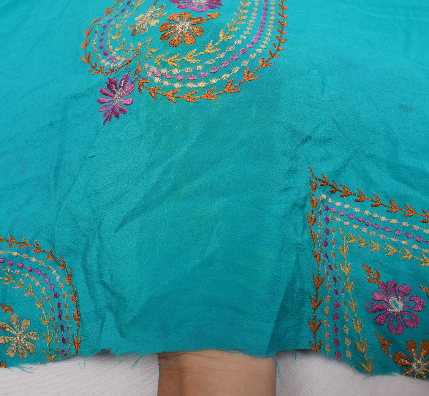 Sushila Vintage Silk Sari Remnant Scrap Multi Purpose Embroidered Craft Fabric
