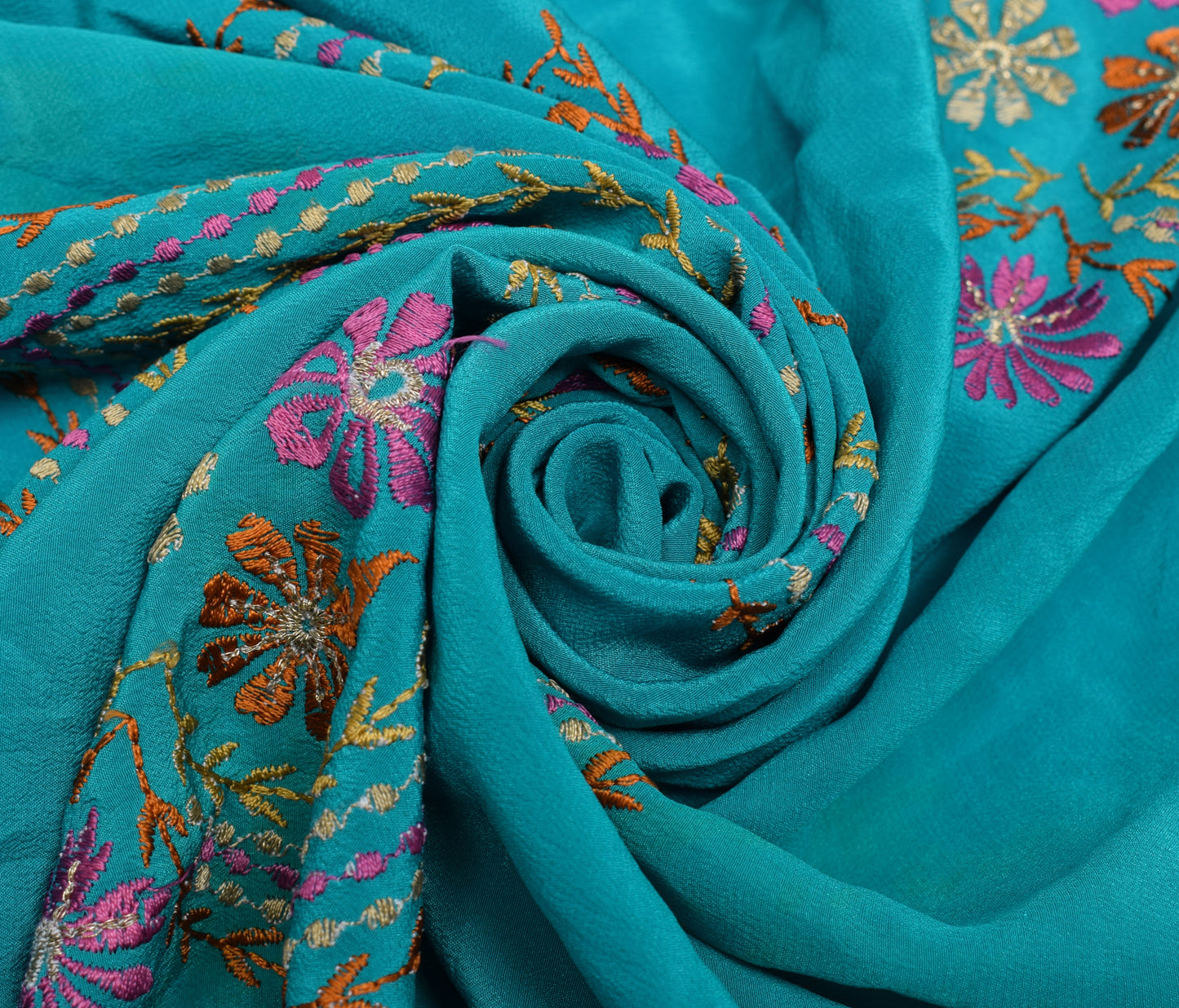 Sushila Vintage Silk Sari Remnant Scrap Multi Purpose Embroidered Craft Fabric