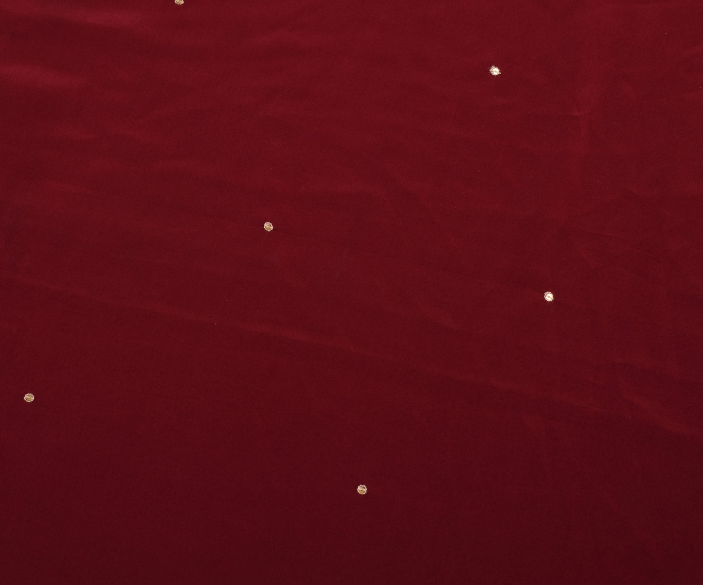 Sushila Vintage Maroon Crepe Silk Sari Remnant Scrap Hand Beaded Craft Fabric