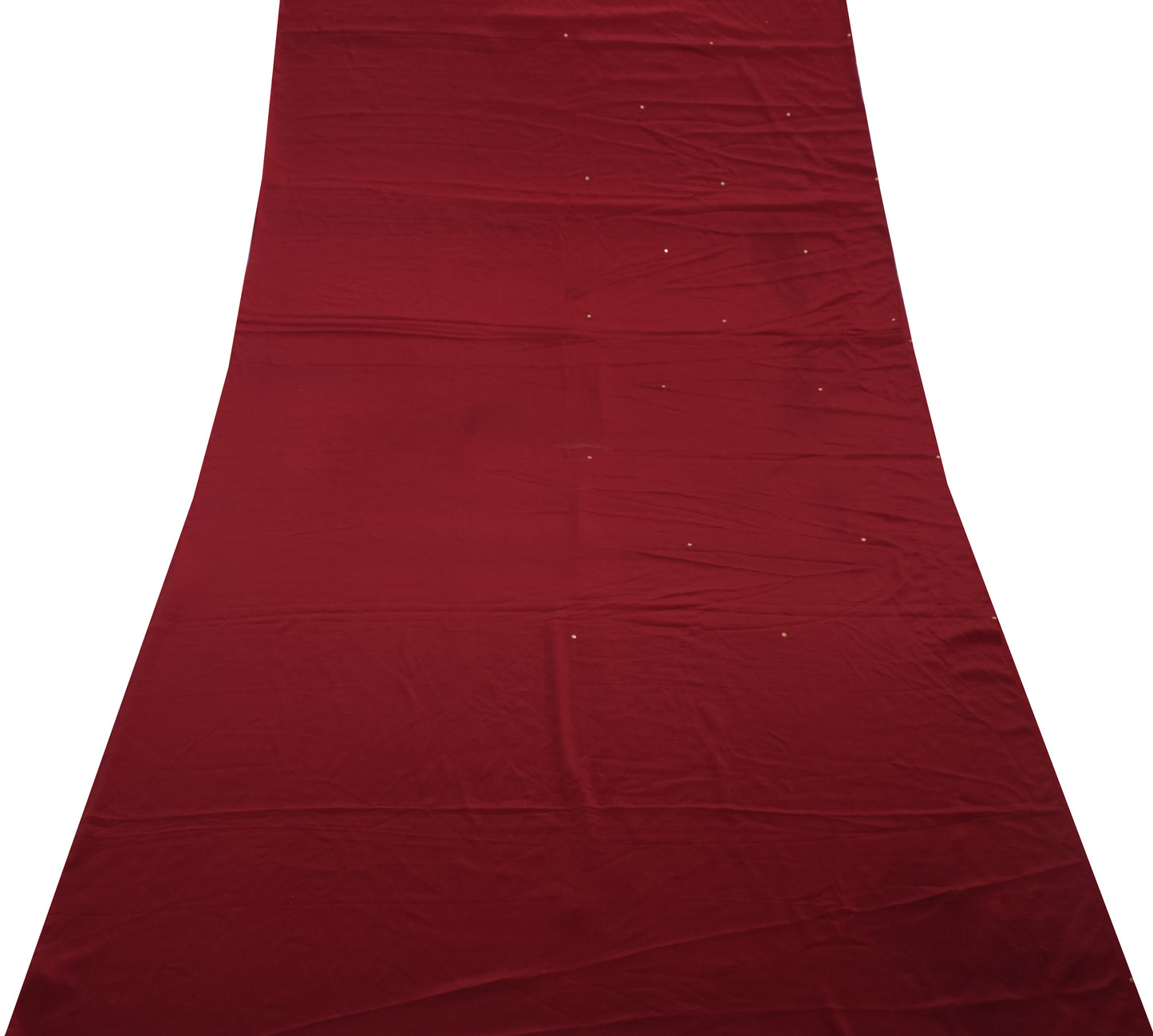 Sushila Vintage Maroon Crepe Silk Sari Remnant Scrap Hand Beaded Craft Fabric