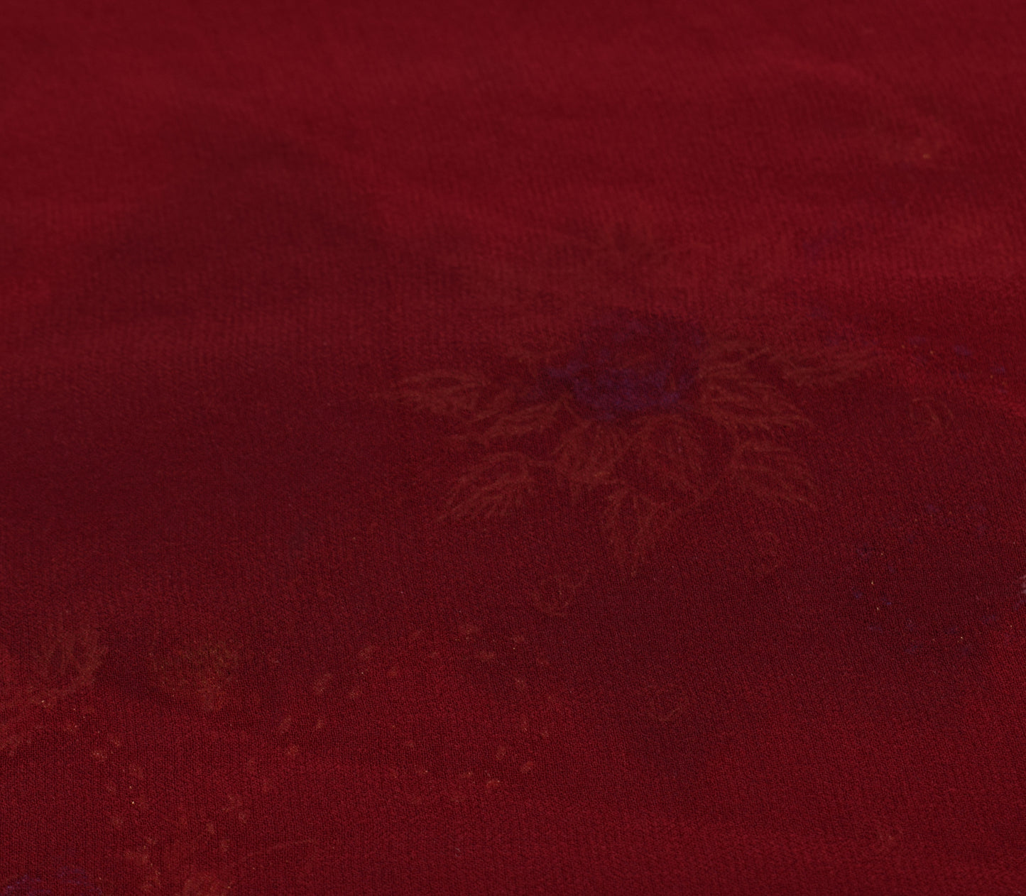 Sushila Vintage Maroon Georgette Sari Remnant Scrap Hand Beaded Craft Fabric