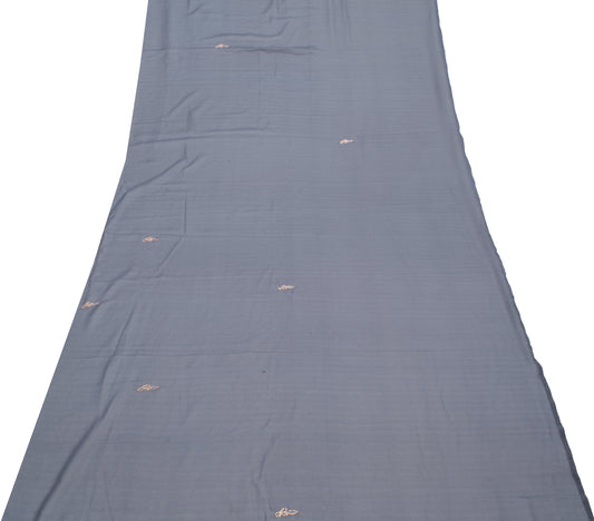 Sushila Vintage Gray Sari Remnant Scrap Multi Purpose Embroidered Craft Fabric