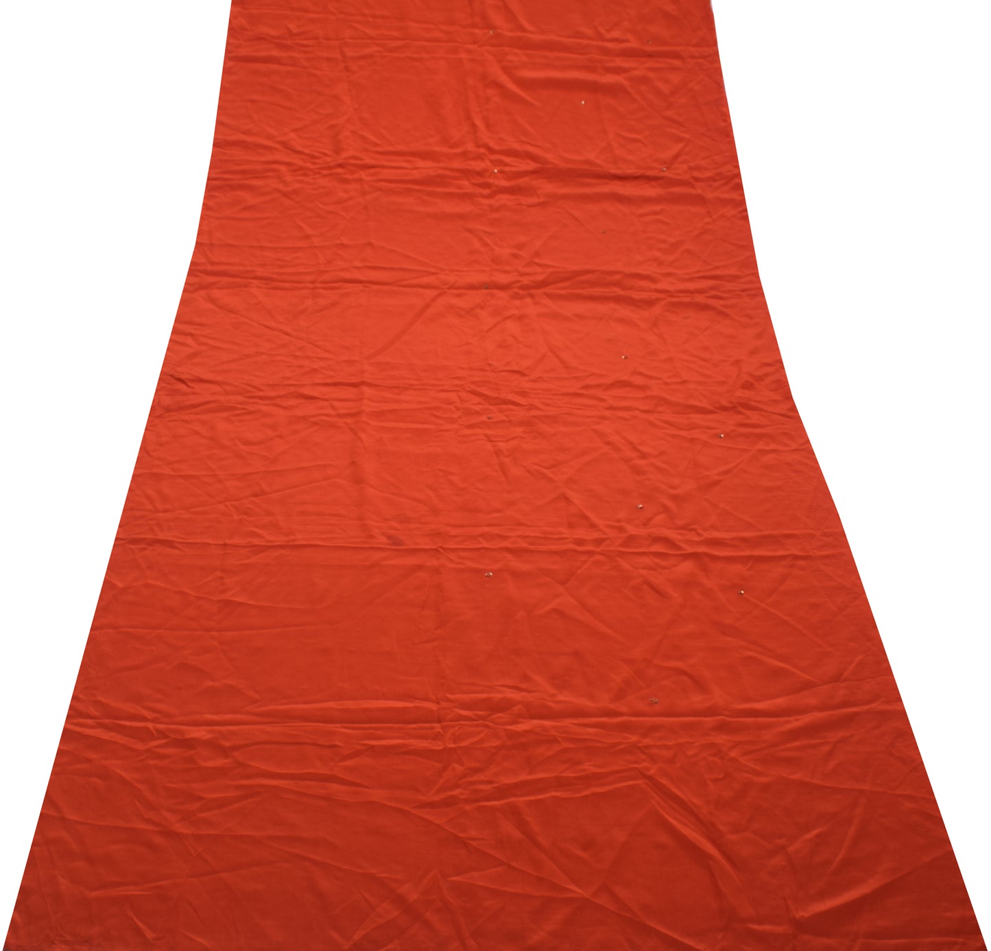 Sushila Vintage Rust Sari Remnant Scrap Pure Crepe Hand Beaded Craft Fabric